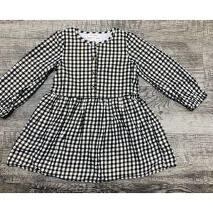 Cat & Jack Toddler Girls Size 3T Dress Black White Gold Gingham Print Plaid C29